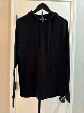 The Rail Men's Medium Black Waffle Knit Thermal Pullover Hoodie Nordstrom